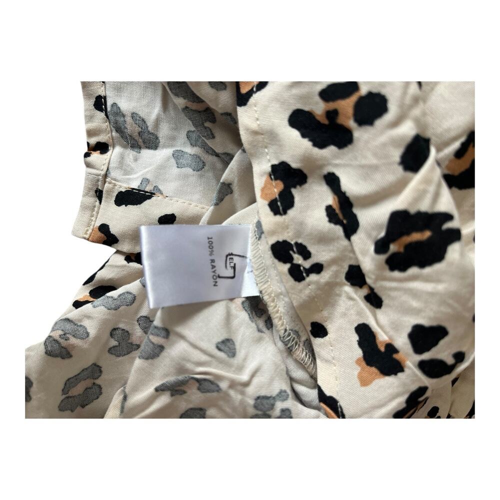 Fate Curve cream leopard print long sleeve ruffle blouse button up 2x NWT - Picture 8 of 8
